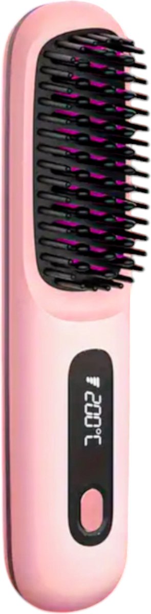 ROZE Draadloze Haarstijlborstel, Draagbare Negatieve Ionen Hete Kam Met USB Oplaadfunctie, Snelle Verwarming 3 Temperatuurinstellingen Anti-Verbranding, 20 Minuten Automatische Uitschakeling, Voor Reizen Dagelijks Gebruik