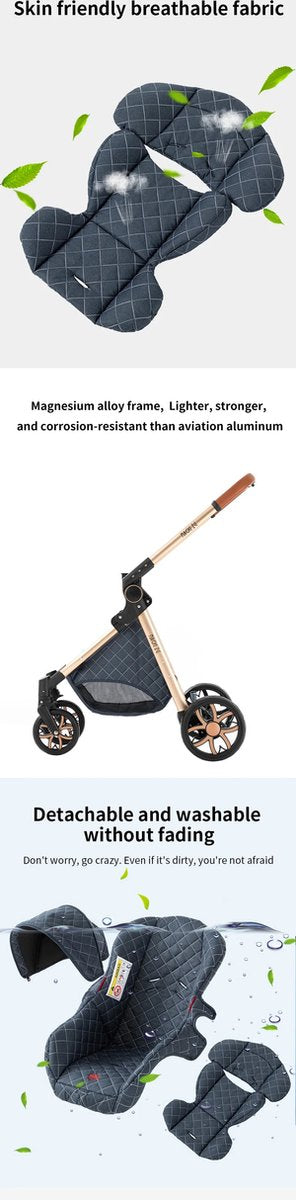 3-in-1 Kinderwagen - Luxe Buggy - Wandelwagen - Babywagen - Inclusief Maxi Cosi - Baby Stroller - Baby Autostoel - Inclusief Accessoires - Zwart - 42x45x103 cm.