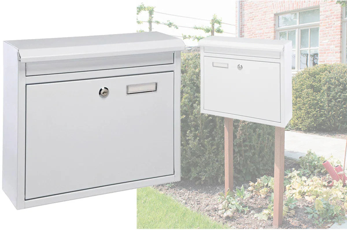 Hoi Brievenbus ijzer met slot - wit - 36 x 12 x 32 cm - Postbus - Woonaccessoires