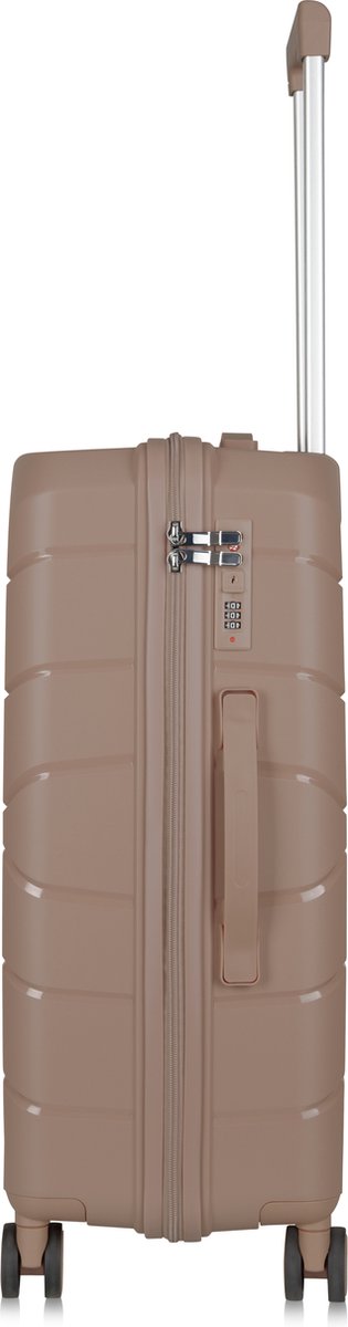 Traveller Set 2xM Reiskoffers 24" - 65L - Lichtgewicht Harde Koffers - Lichtbruin - Met Ingebouwd TSA Slot - Voor Vakanties en Weekendtrips