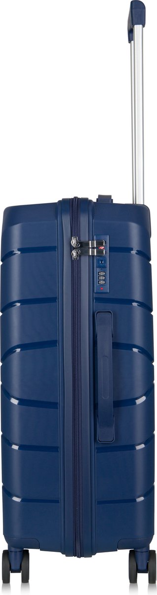 Traveller M-Series Reiskoffer 24" - 65L - 66x43x26 cm - Lichtgewicht Harde Koffer - Blauw - Met Ingebouwd TSA Slot - Voor Vliegtuig en Vakanties