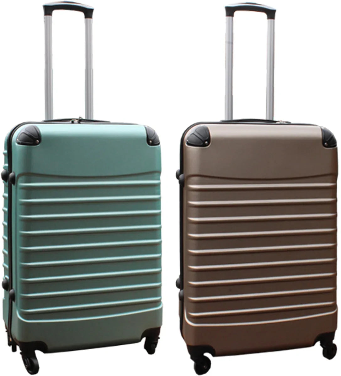 Travelerz kofferset 2-delig ABS groot - met cijferslot - 69 liter - groen – goud