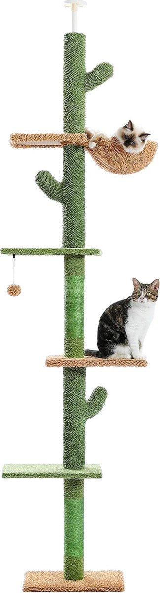 Krabpaal - verstelbare hoogte - Krabpaal voor katten - Kattenspeeltjes - Katten - 43L x 27B x 239-275H cm - Groen