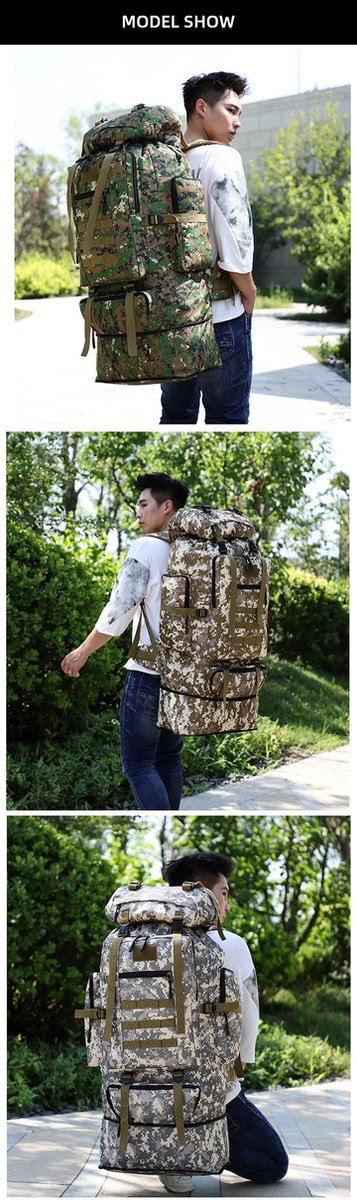Wandelrugzak – Hiking Backpack – 100L – Zwart – Grote Capaciteit – Veel Vakken – Ideaal voor Outdoor en Trekking