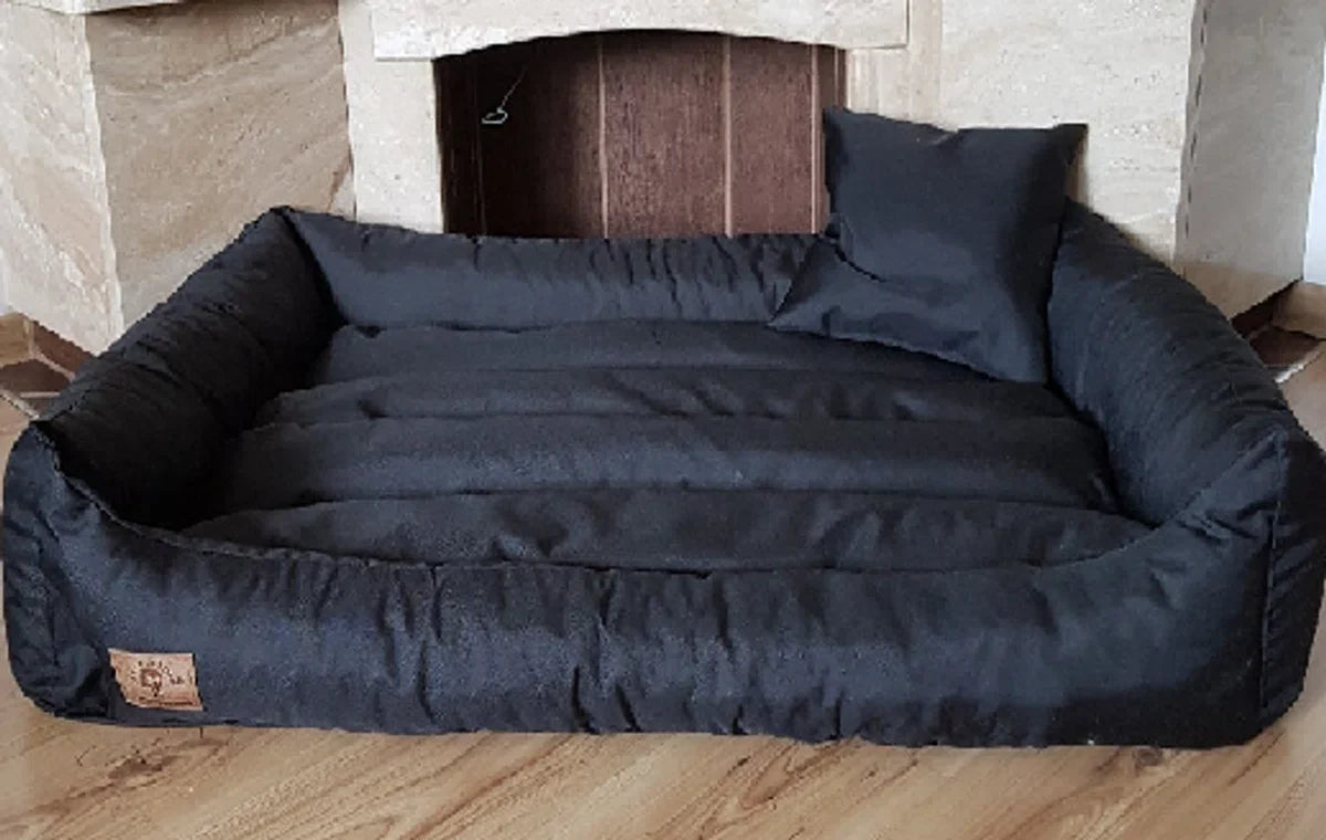 XXL Dog bed in black artificial leather - dog cushion dog sofa cat bed dog basket - waterproof