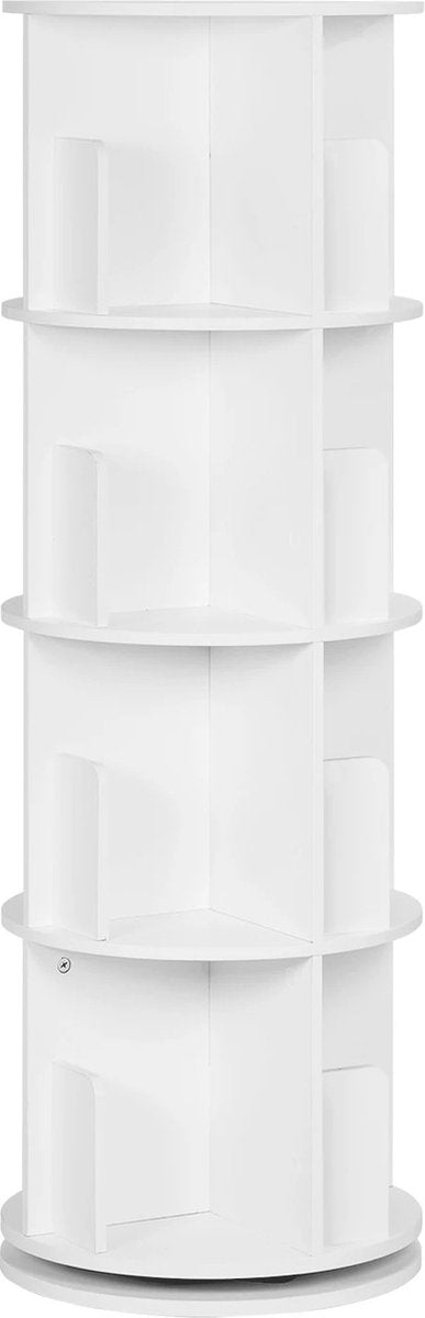 RM Store® - Roterende Boekenkast - Boekenplank - Boekenrek - Organizer - 16 Vakken - Wit - 44 x 44 x 128 cm.