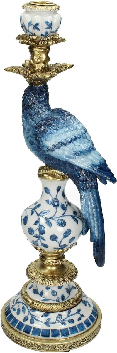 Kandelaar Vogel Polyresin Blauw 15 X 13 X 39.7