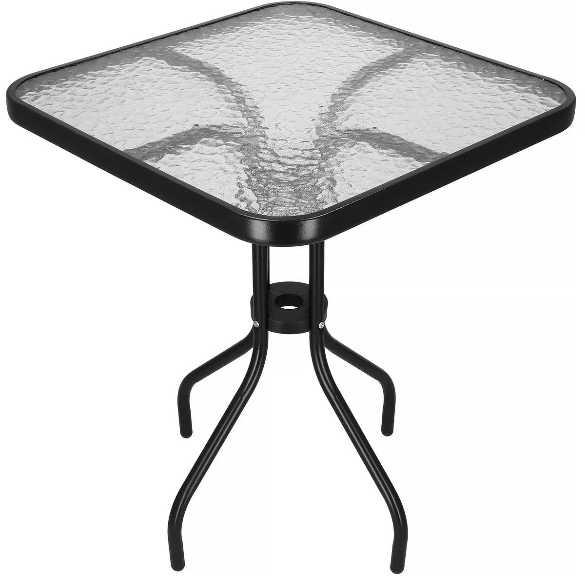 Springos Tuin table | Outdoor table | Side table Outdoor | Metal | Tempered Glass | Square | 60 x 60 x 70 cm | Black