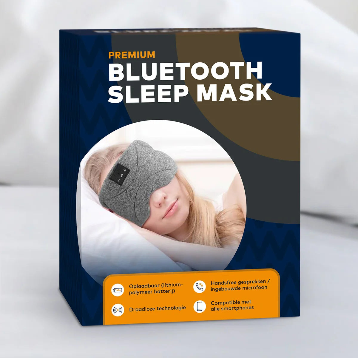 Bluetooth slaapmasker (premium) - Beste keuze - 100% verduisterend - Ultraplatte 'spons speakers' (perfect voor zijslapers) - Koel en ademend materiaal - Volledig verstelbaar - Uitstekende geluidskwaliteit - Batterij: 13 uur - Grijs