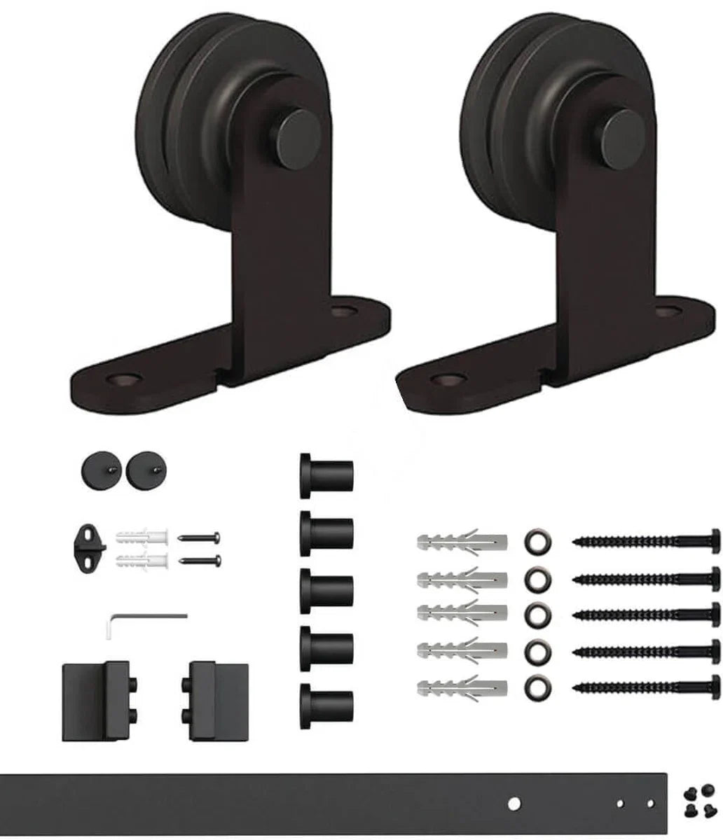 Sliding Door System Top Mounted - Complete set - 200 cm (2 x 100 cm) rail - Black