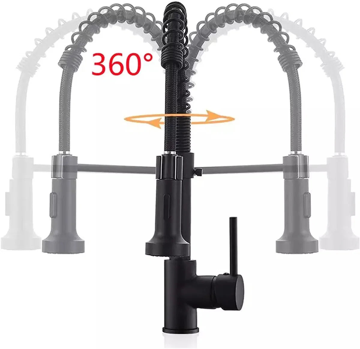 Black Kitchen Tap with Pull-Out Spout | Mixer Tap | Flexible Hose