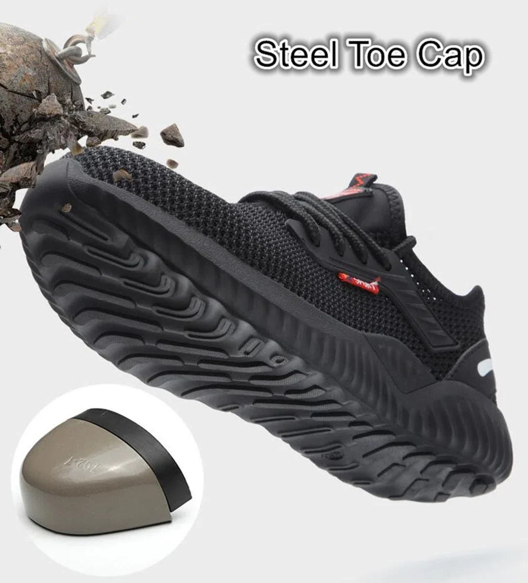 Safety Shoes - Lightweight - Sneakers - Work Shoes - Sporty - Steel Toe - Puncture Resistant Sole - Non-Slip - Black - 40