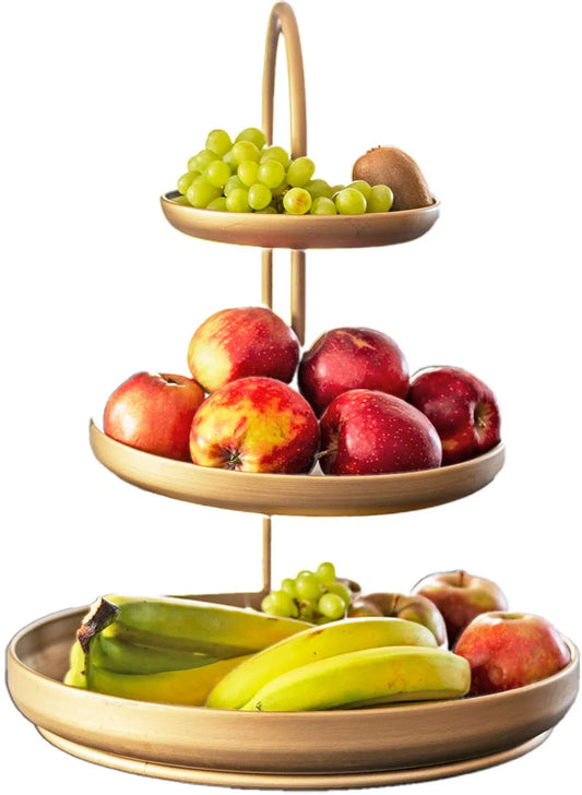 Etagère XL – 3 laags – 40 x 41 x 55 cm – Serveertoren – Serveerset – Fruitschaal – Goud – Metaal