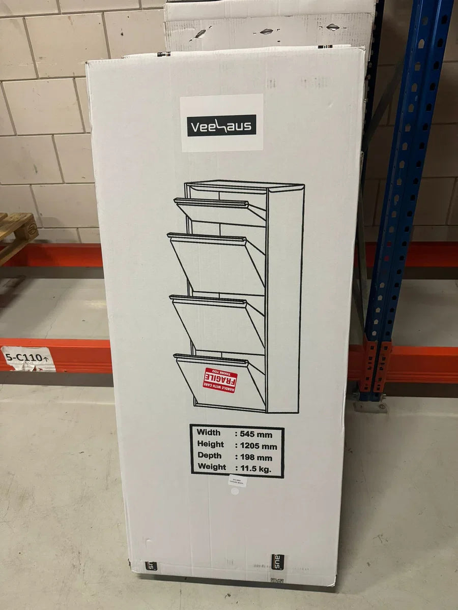 VEEHAUS® - Paplet - Praktisch Schoenenrek - Schoenenrek wit - Schoenenrek met 2 Niveaus - Schoenenkast wit - Schoenenrek metaal industrieel - Metaal - 50 x 70 x 15cm - Wit