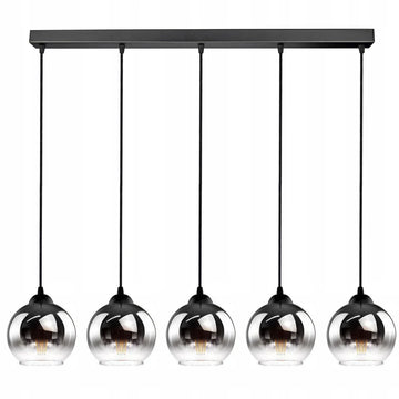 Hanglamp Industrieel voor Woonkamer, Eetkamer - 5-lichts bollen - Smoke Grafiet Glas