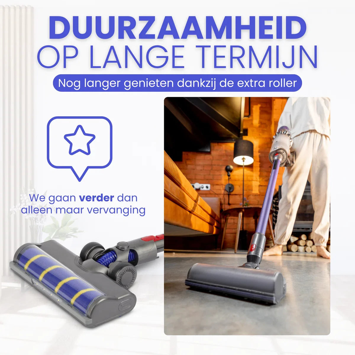 Dyson Zuigmond - Mondstuk - Opzetstuk Geschikt voor Dyson V7 V8 V10 V11 V15 - 1 Extra roller - Grijs