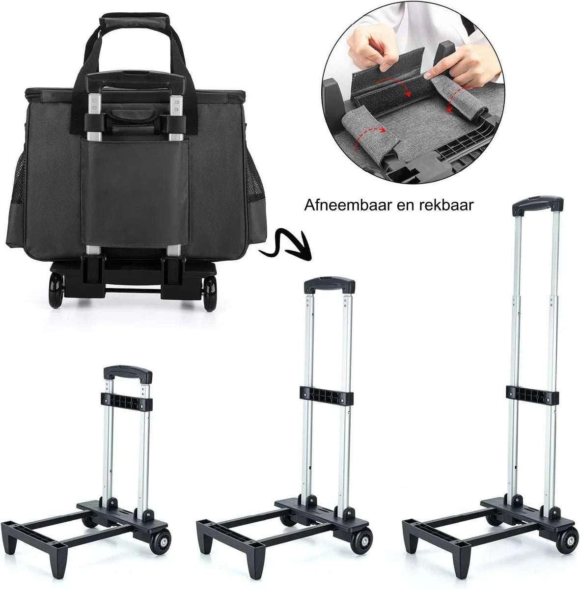 Naaimachinetas met Verwijderbaar Kussen - Naaimachine trolley - Rollende Naaimachinetas - Trolley Koffer voor Naaimachine en Extra Naai-accessoires - Zwart