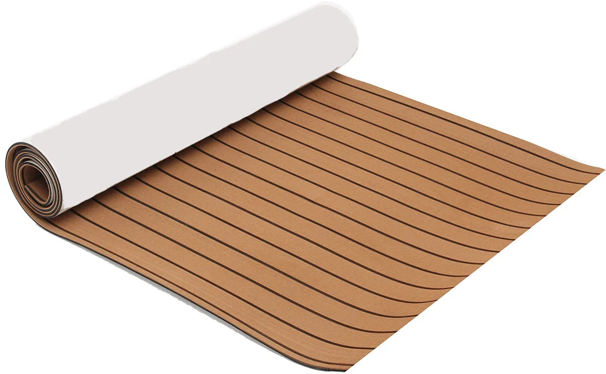 Decking Zelfklevende Bootmat - EVA Teak Foam Decking Mat - Teak Boten Vloerbedekking - Teakhouten Jachtvloeren - Teak Vloerbedekking Vloer - Wasbaar - 300x90x0.6cm - licht bruin