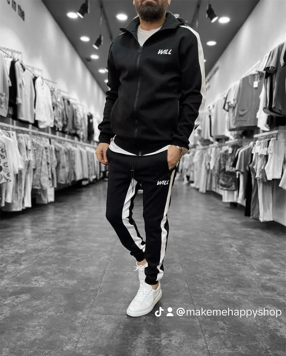 Trainingspak Herfst Winter Mannen Set Merk Sport Jasje + Broek 2 Stuks Set Fashion Casual Trainingspak Heren Kleding - XXL