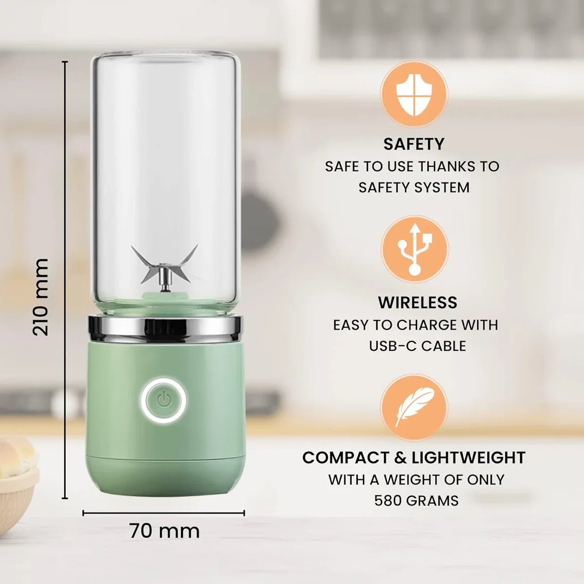 Mini Blender - Draagbare Blender - Smoothiemaker - Sapcentrifuge - Fruitmixer