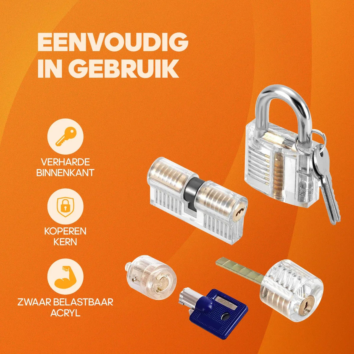 Lockpick set 46 stuks - Meest uitgebreid - Voor beginners en gevorderden - Survivalset - Incl. 4 doorzichtige sloten + 3 bonus levels - Handleiding