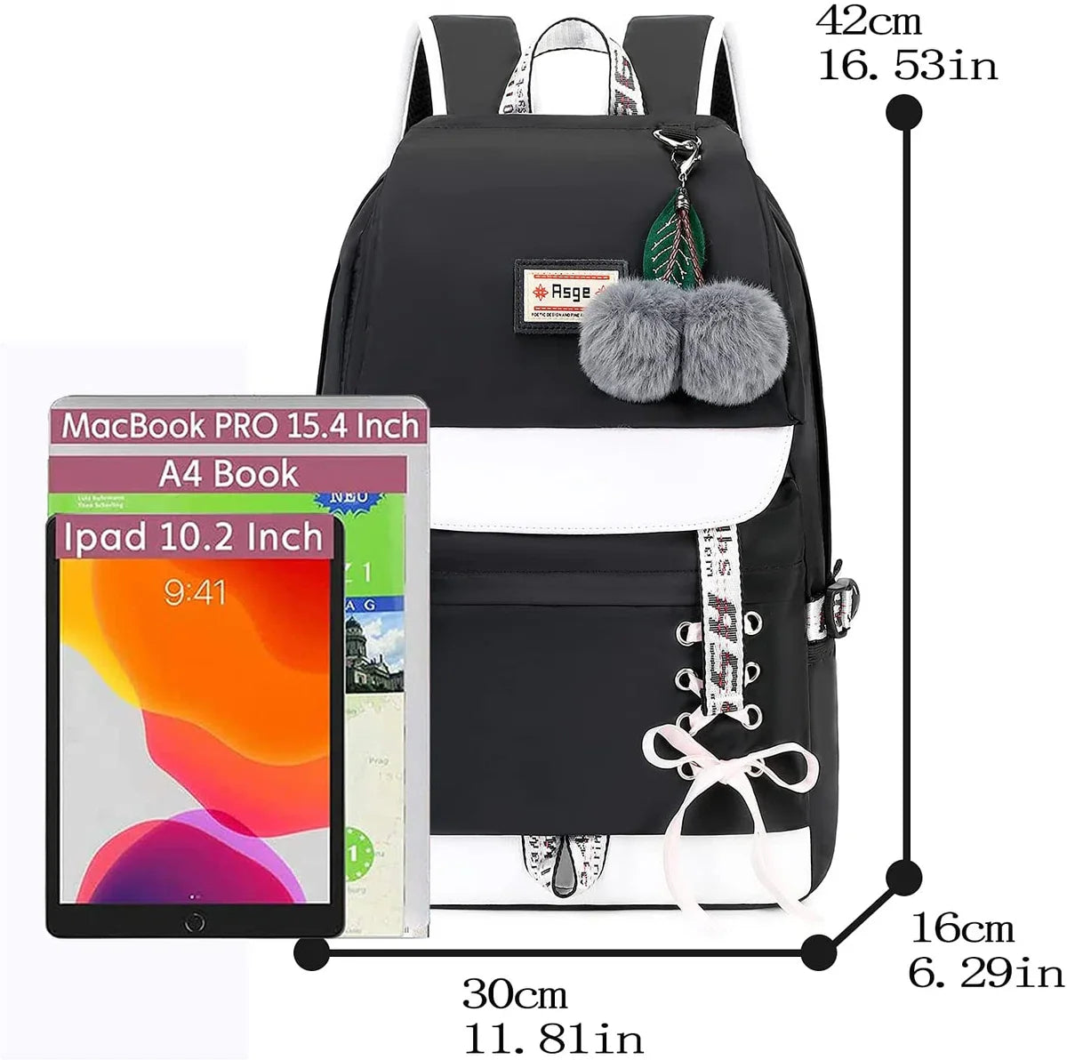 Rugtas - Rugzak - 25 Liter - Dames - School - Casual - USB - Vrouwen - Boekentas - USB - USB-aansluiting - Zwart