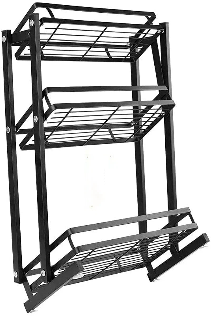 Countertop Organizer - Black - Foldable - Spice Rack for Herbs - Spice Rack - Standing Spice Rack - Kitchen Organizer - Storage for Kitchen Utensils
