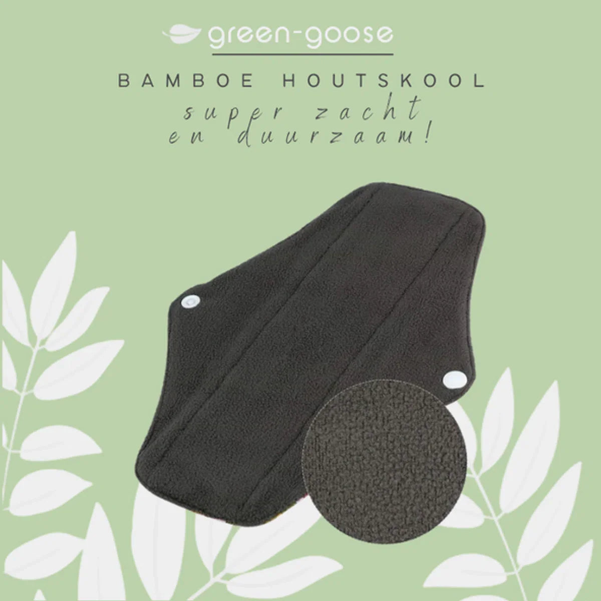 green-goose Bamboevezel Wasbaar Herbruikbaar Maandverband - 10 Stuks - met 2 Waszakjes - Comfortabel met Vleugels en Drukknop - Inlegkruisjes - Zachte Bamboe Stof - Ecologisch - Duurzaam - Super absorberend - Dun - Comfortabel