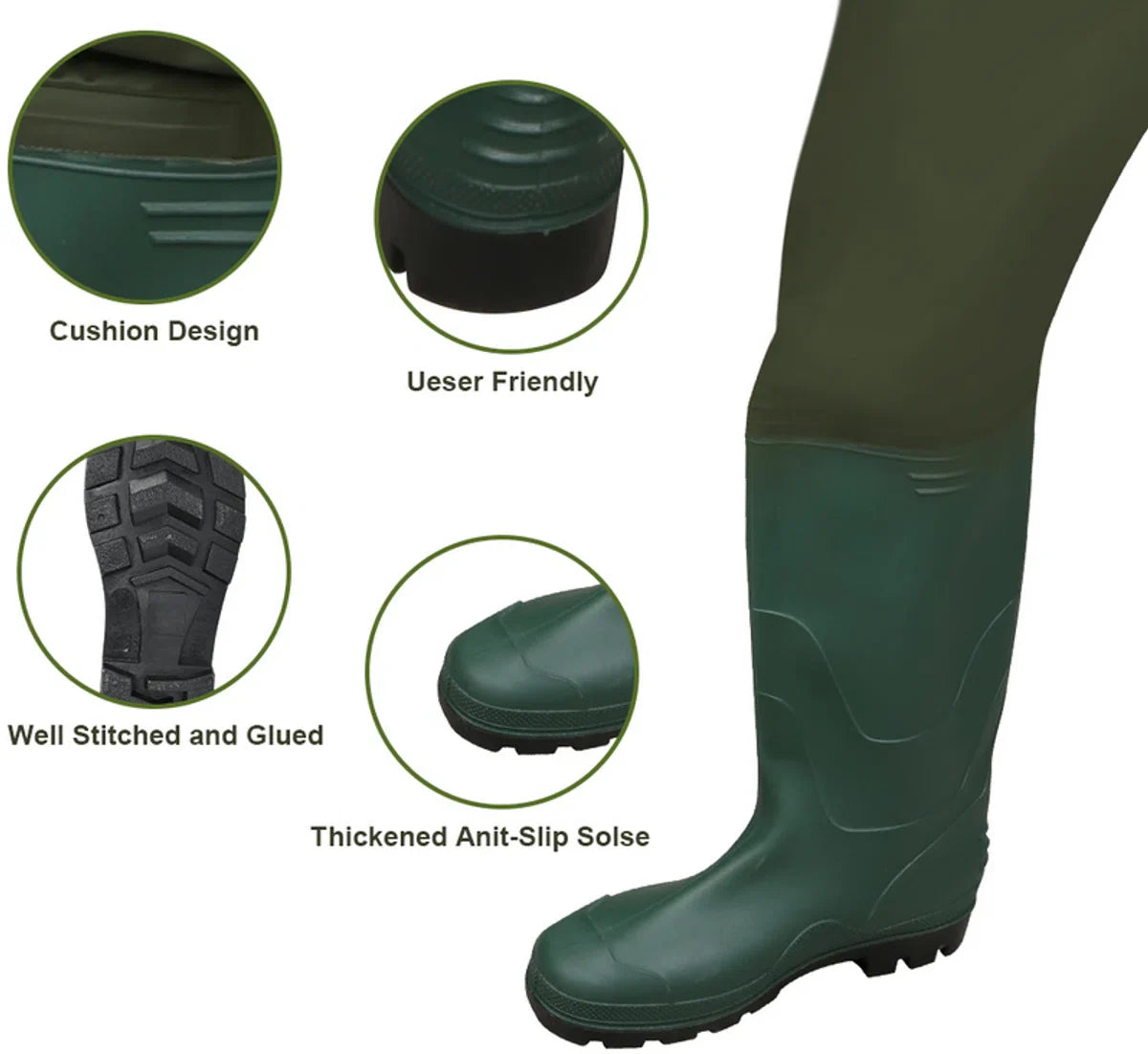 Wader - Waadbroek - Visserspak - Regenpak - 100% Waterdicht - Schoenmaat 40/41 M
