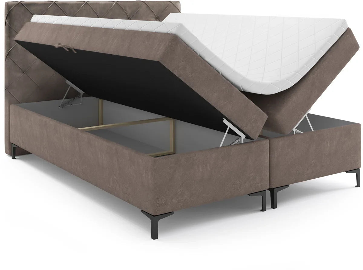 Meuba Home - Oslo Boxspring - Grijs - 180x200 - Microvezel - Met topper 8cm