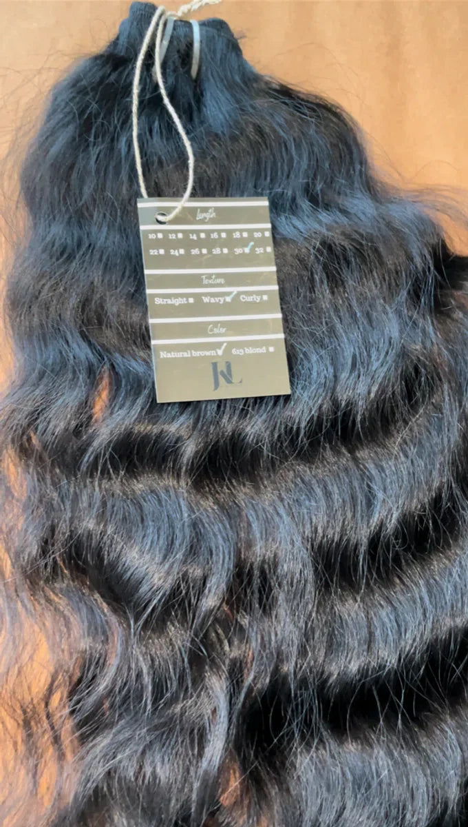 Onbewerkt Indiaas golvend haar 70 cm/28 inch natuurlijk bruin