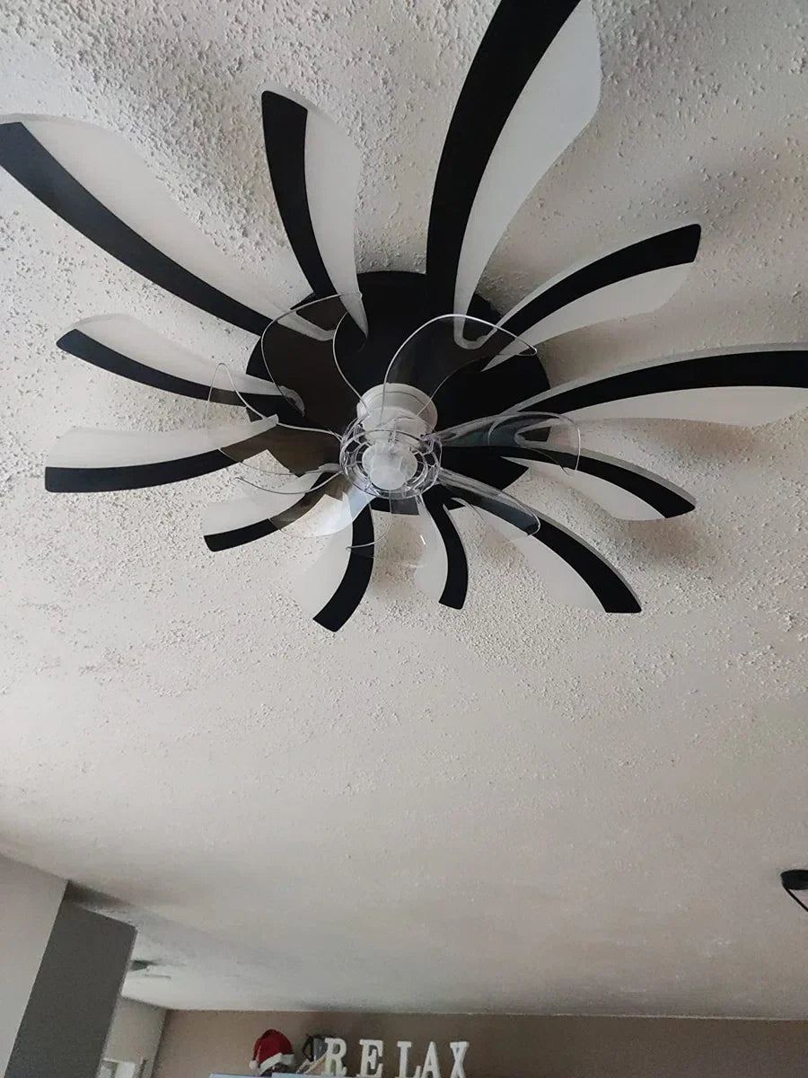 LuxiLamps - 5 Vleugel Ventilator Lamp - Dimbaar Met Afstandsbediening - Zwart - Plafondventilator Met LED - Woonkamerlamp - Moderne lamp - Plafonniere