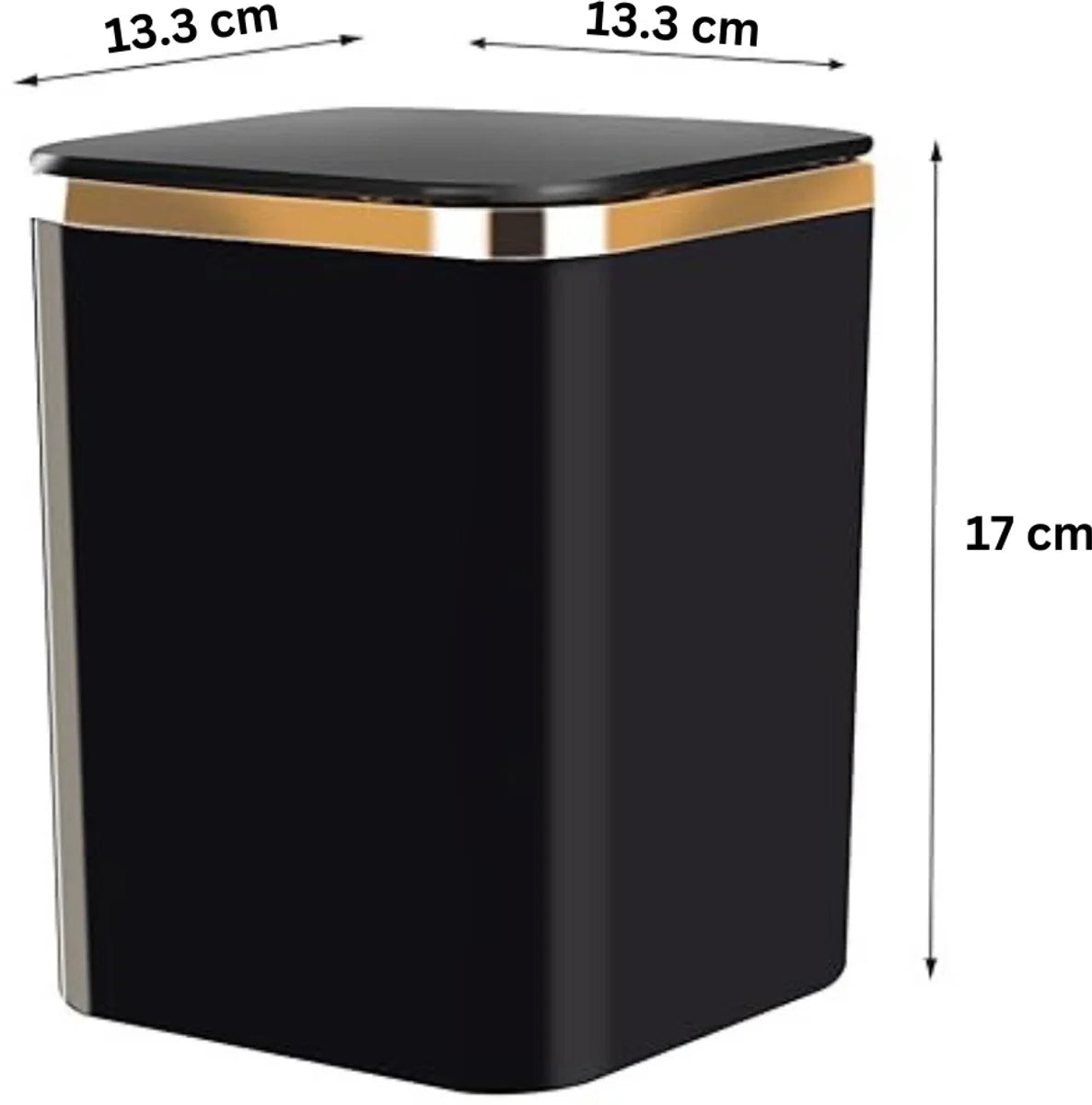 Prullenbakje - Prullenbakje Mini - 2 liter - Afvalemmer met deksel voor Bureau - Eettafel - Wastafel - Make-uptafel - Aanrecht (zwart)