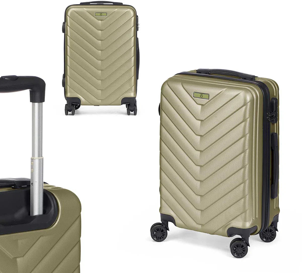 Cabine handbagage reistrolley koffer Pyramid - zwenkwielen - 57 x 38 x 23 cm - 48 liter - groen - cijferslot - dubbele trekstang