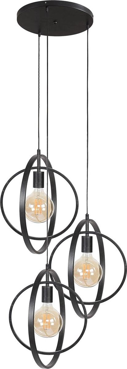 Hanglamp Turn around | 3-lichts getrapt | charcoal | eettafellamp | eetkamer / woonkamer | landelijk / modern / design