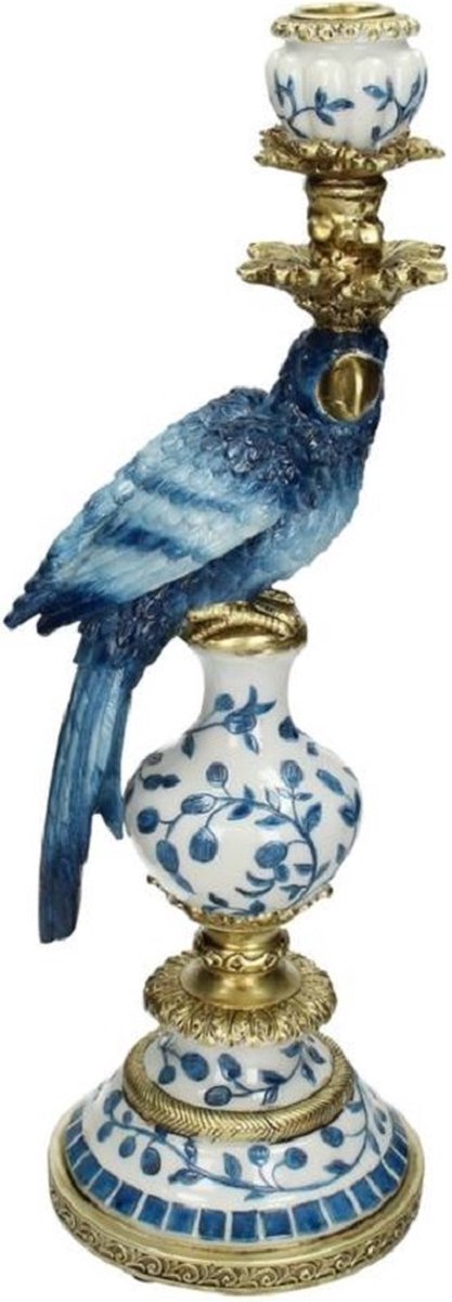 Kandelaar Vogel Polyresin Blauw 15 X 13 X 39.7