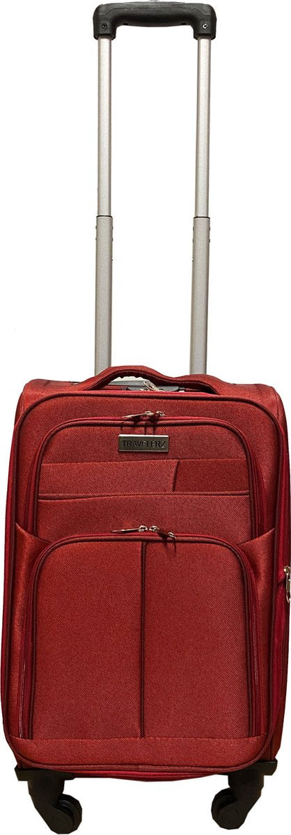 Softcase handbagage trolley 42 liter - met cijferslot - expandeerbaar - voorvakken - rood
