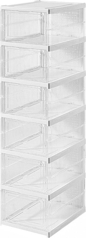 Schoenendoos - Schoenendoos transparant - Schoenenbox - Sneakerbox - Opbergdoos voor schoenen - Schoenenkast - Opbergdozen - Set van 6 - Opvouwbaar - Ademend - 34,5 x 25,5 x 20 cm - Model: 1158-6