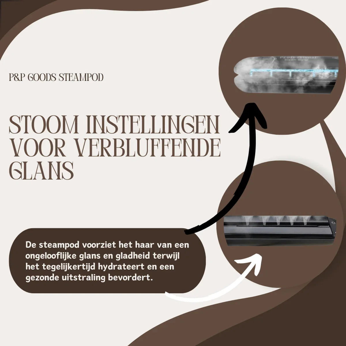 P&P Goods® Steampod - Stijltang - Haarverzorging - Stoomstijltang - Met LED Verlichting - Krultang - Zwart