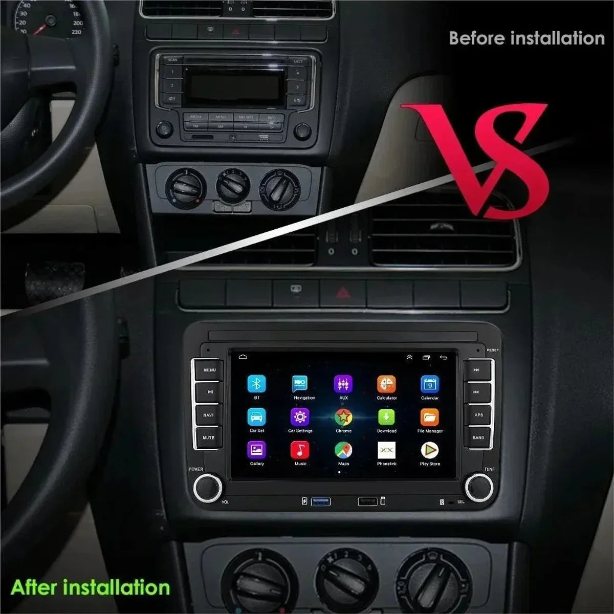 Autoradio - 2din - Apple Carplay - Android Auto - Voor Volkswagen Golf 5 6 Polo Passat B6 B7 Cc Skoda Jetta Universele Multimedia - Wifi Gps Navigatie - Achteruitrijcamera