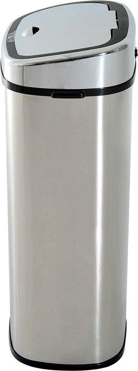 Prullenbak 50 liter - Prullenbak met sensor - Prullenbak - Afvalbak - 68 L - RVS - Zilver