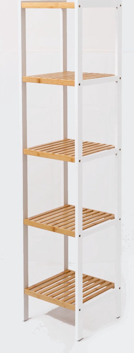 Bamboo storage rack - Bathroom rack - Shoe rack - Kitchen rack - Storage cabinet - 5 tiers - Kitchen rack - 33x33x146 Cm