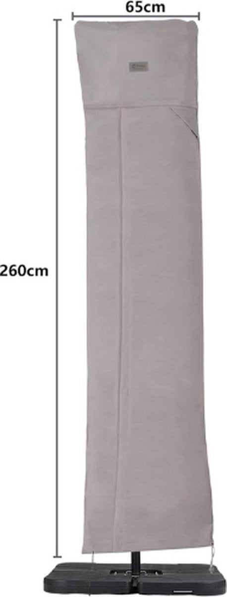 Weersbestendige Parasolhoes - 260x65cm hoes voor parasol - Waterafstotend - Grijs