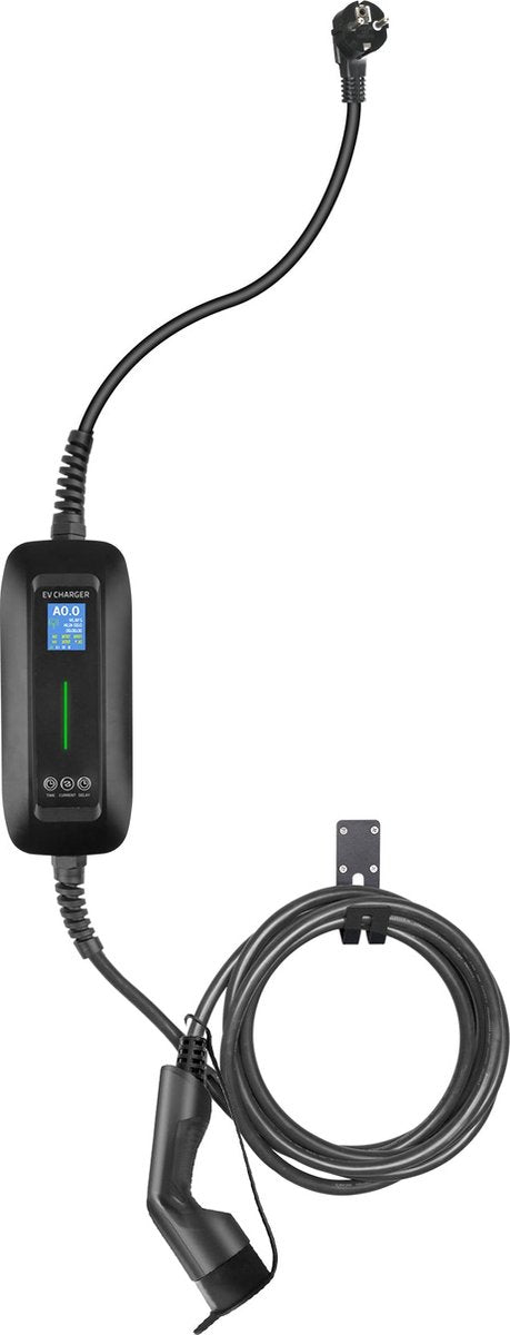 Besen Mobiele Lader LCD Zwart Type 2 naar Schuko - Uitgestelde lading en geheugenfunctie - 5 meter