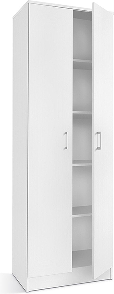Kast Loek Wit - Breedte 60 cm - Hoogte 180 cm - Diepte 40 cm - Met legplanken - Met draaideuren