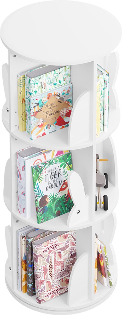Boekenkast Kind - Boekenrek - Opbergkast voor Kinderen - Speelgoedkast - Kinderkamer - Draaibaar - Hout - Wit