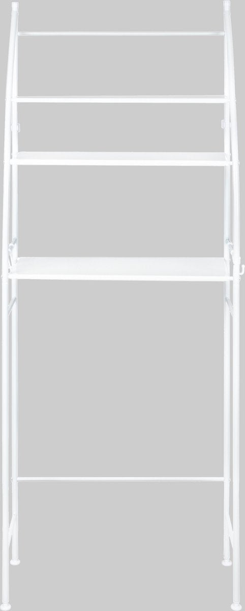 LG Life's Green wasmachine ombouw – Ruimtebesparende wasmachinekast – Opbergrek met 3 planken en handdoekhaakjes – Stabiele constructie – B65 x D25 x H175 cm – Wit