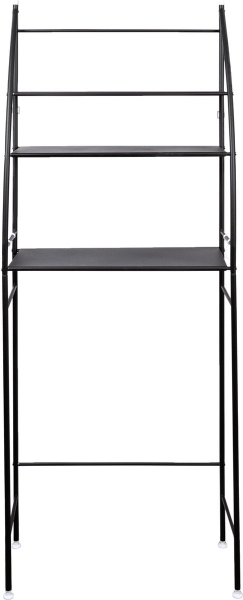 LG Life's Green wasmachine ombouw – Ruimtebesparende wasmachinekast – Opbergrek met 3 planken en handdoekhaken – Stabiele constructie – B65 x D25 x H175 cm – Zwart