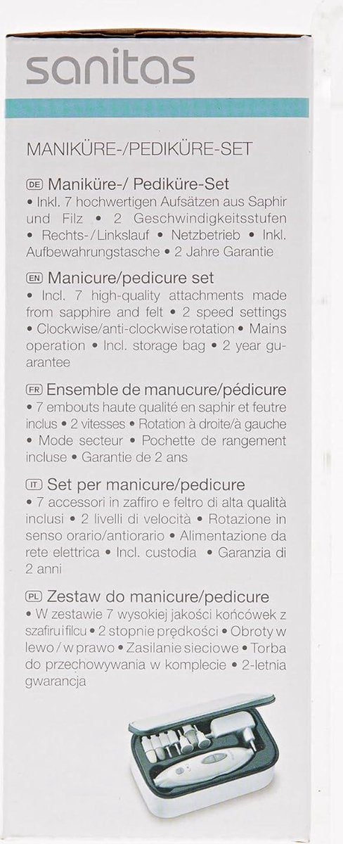Manicure set Electric nail care set with 7 attachments - White/Silver