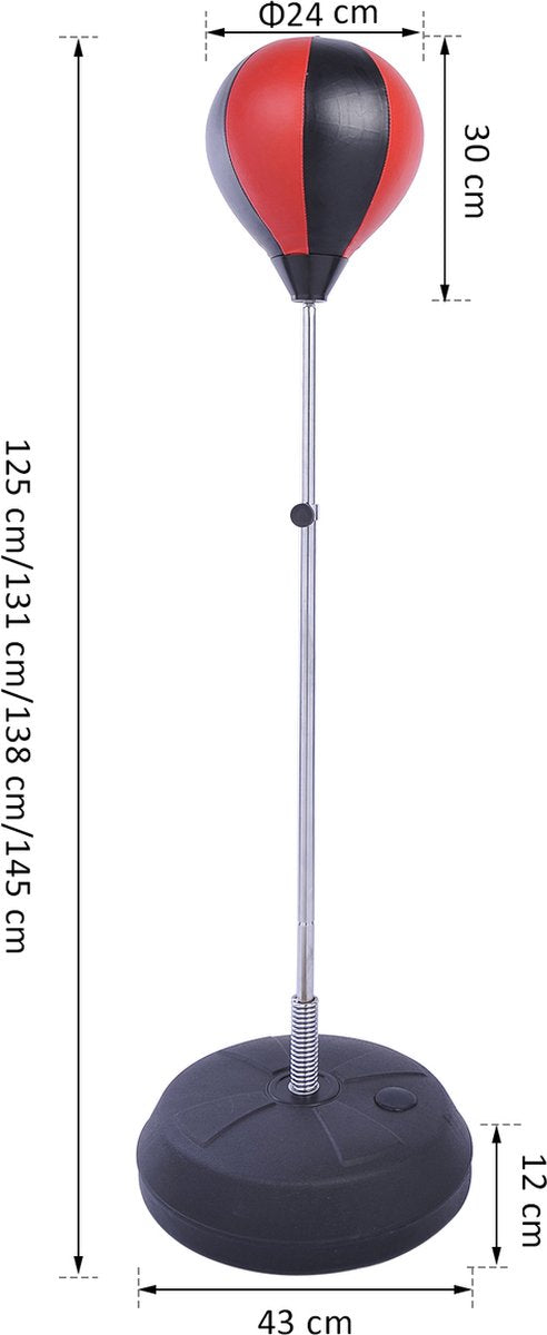 Punching Ball Set met Pomp - Bokshandschoenen - Bokszak - Boksbal - Boksen - Speelgoed - Rood/zwart